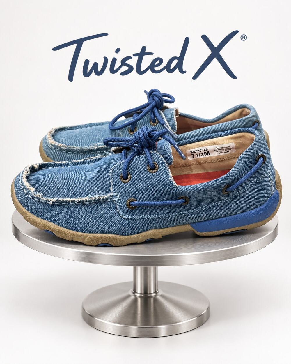 Twisted X WDM0049 Blue Denim Frayed Moc Toe Driving Mocs Women’s 7.5M